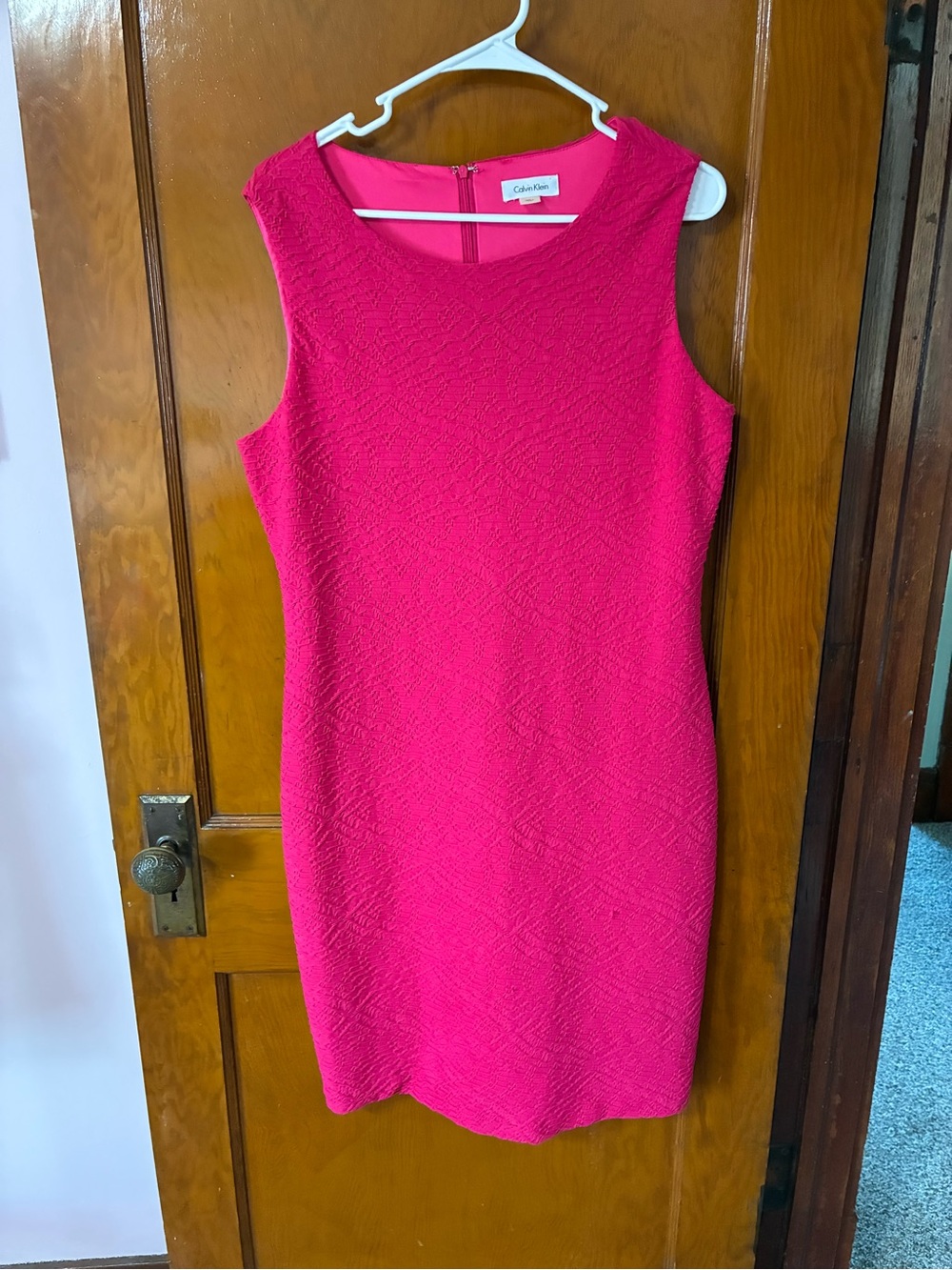 #22 - Calvin Klein Bright Pink Textured Sleeveless Sheath Dress